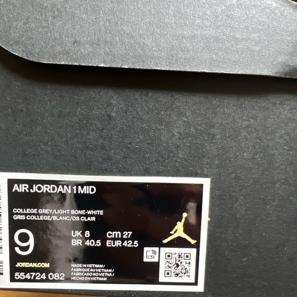 Nike Jordan 1 Mid White and Beige Sneakers - Picture 6 of 6